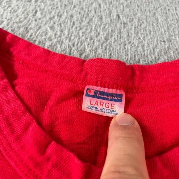 Vintage 70s Champion Blue Bar Tag Shirt L Red OHIO STATE BUCKEYES Single Stitch - Picture 3 of 11